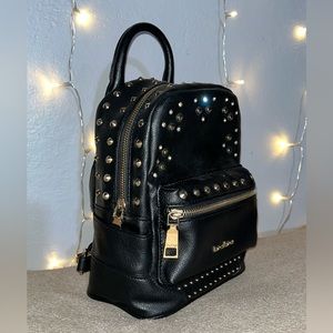Bebe Black and Gold Studded Backpack with Removable Straps